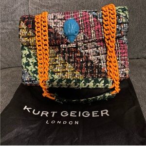 Kurt Geiger Multicolor Tweed Bag with Orange and Blue Accents